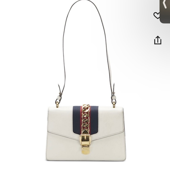 Gucci, WHITE LEATHER SYLVIE SHOULDER BAG - Picture 2 of 7